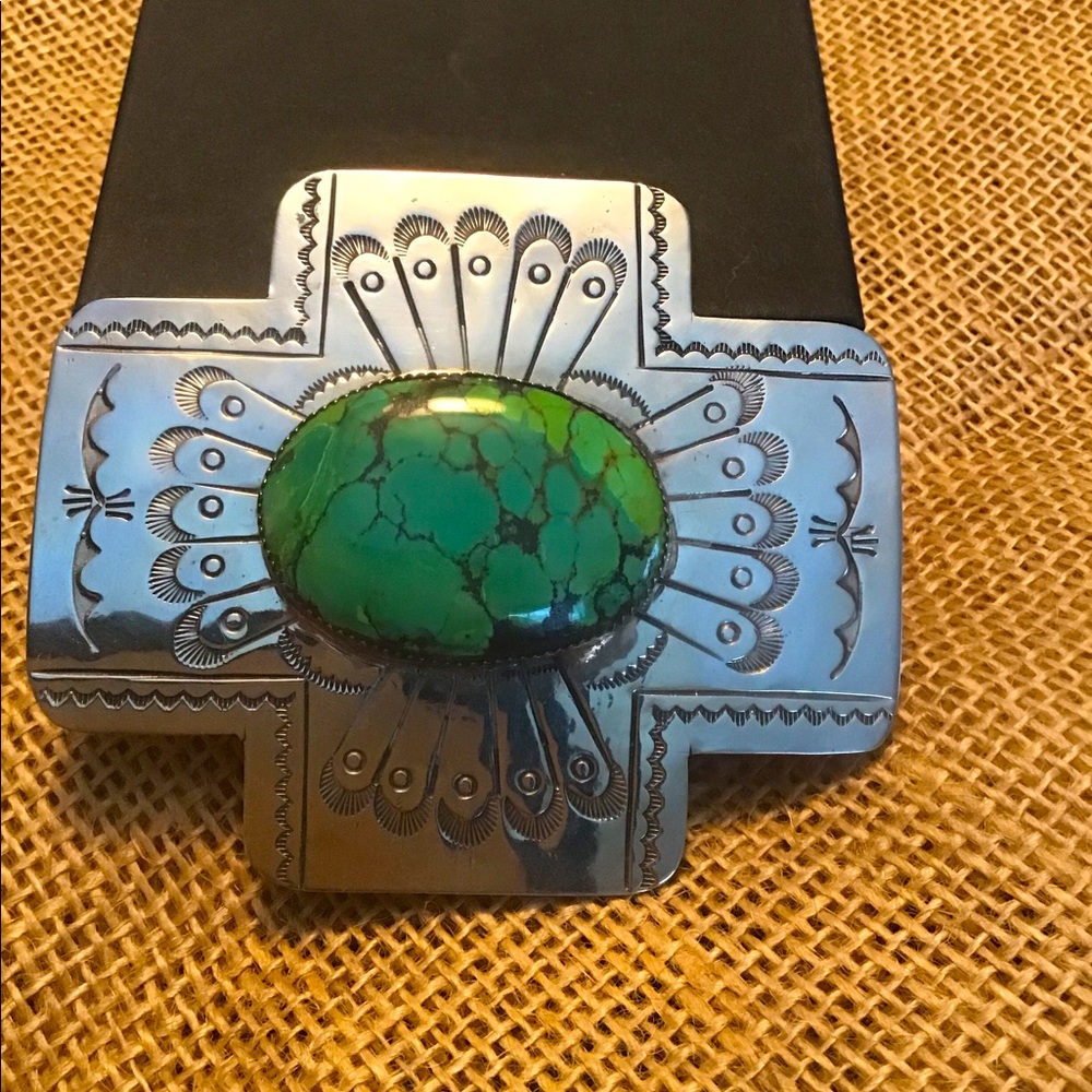 Handmade sterling and turquoise hat/bag pin